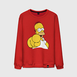 Свитшот хлопковый мужской Гомер Симпсон указывает пальцем, цвет: красный