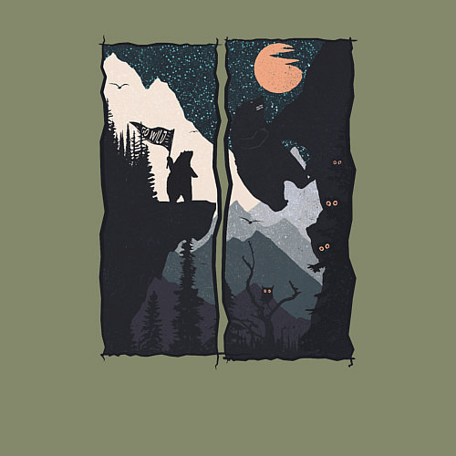 Мужской свитшот Оранжевая луна и дикий альпинизм / Авокадо – фото 3