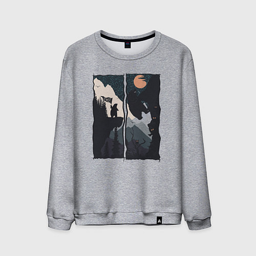 Мужской свитшот Оранжевая луна и дикий альпинизм / Меланж – фото 1