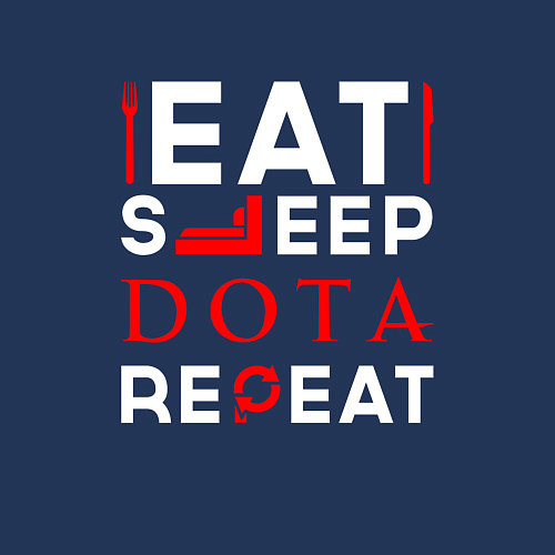 Мужской свитшот Надпись eat sleep Dota repeat / Тёмно-синий – фото 3