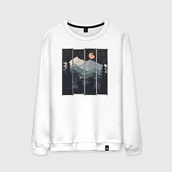 Свитшот хлопковый мужской Оранжевая луна и лисы, цвет: белый