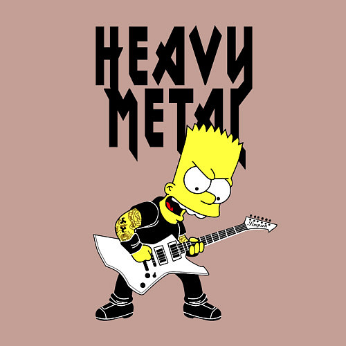 Мужской свитшот Барт Симпсон - heavy metal / Пыльно-розовый – фото 3