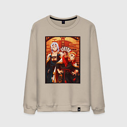 Свитшот хлопковый мужской Тенген и Ренгоку красивые - Клинок рассекающий дем, цвет: миндальный