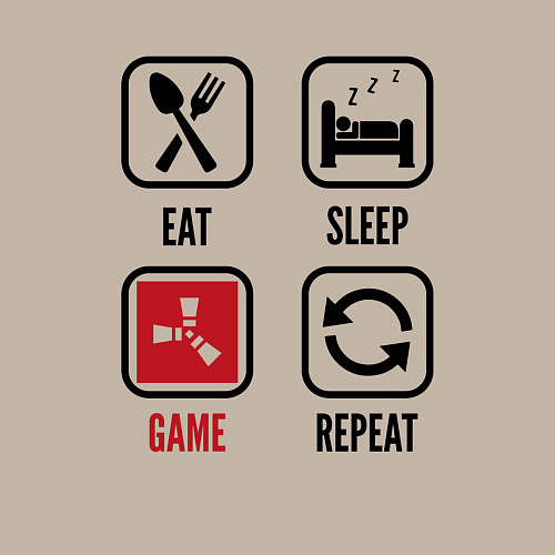 Мужской свитшот Eat - sleep - Rust - repeat / Миндальный – фото 3