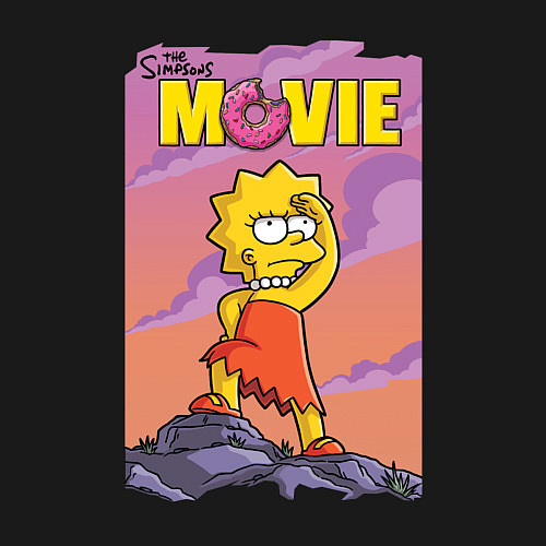 Мужской свитшот Lisa Simpson смотрит в даль - movie / Черный – фото 3