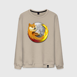 Свитшот хлопковый мужской Пёсик Доге охватывает планету, цвет: миндальный