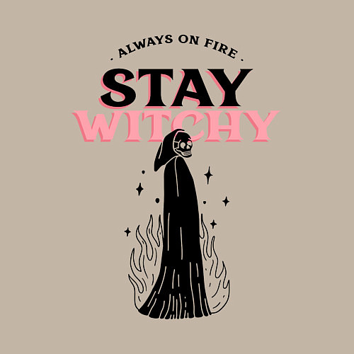 Мужской свитшот Always on fire, stay witchy / Миндальный – фото 3
