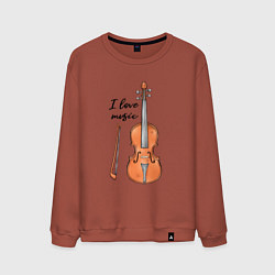 Свитшот хлопковый мужской Я люблю скрипку, цвет: кирпичный