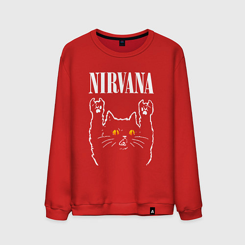 Мужской свитшот Nirvana rock cat / Красный – фото 1