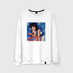 Свитшот хлопковый мужской Евангелион фотография Мисато, цвет: белый