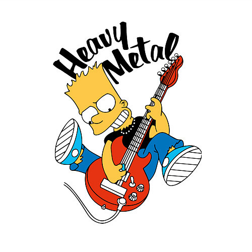 Мужской свитшот Барт Симпсон - гитарист - heavy metal / Белый – фото 3