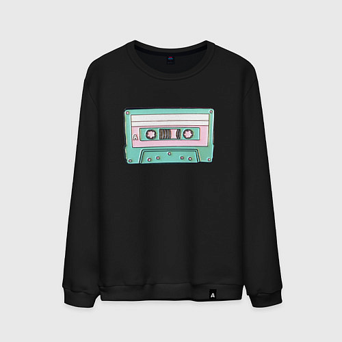 Мужской свитшот Музыкальная кассета - олды поймут / Черный – фото 1