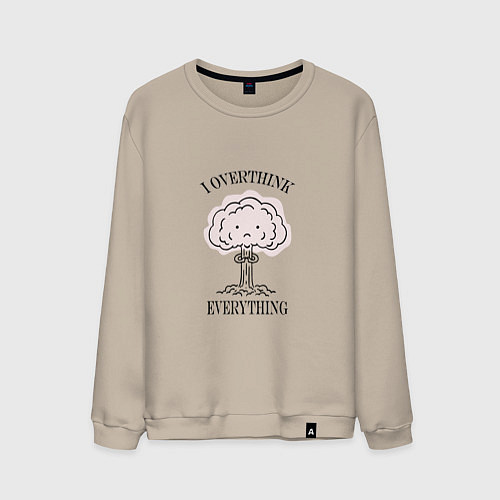 Мужской свитшот I Overthink Everything / Миндальный – фото 1