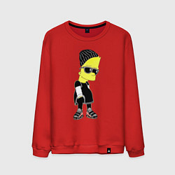 Свитшот хлопковый мужской Барт Симпсон в тёмных очках, цвет: красный