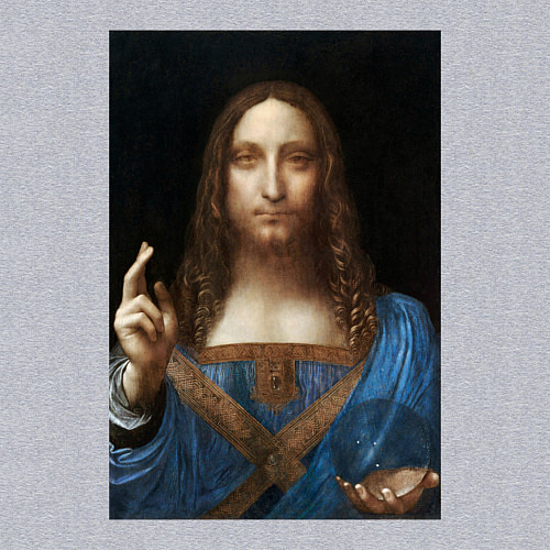 Мужской свитшот Спаситель мира Леонардо Да Винчи около 1500 / Меланж – фото 3