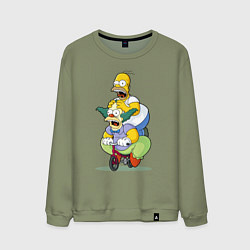 Мужской свитшот Гомер Симпсон и Клоун Красти едут на детском велос