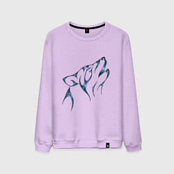 Свитшот хлопковый мужской Песня волчьего духа, цвет: лаванда