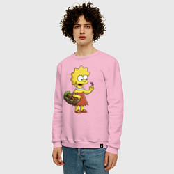 Свитшот хлопковый мужской Lisa Simpson с гусеницей на даче, цвет: светло-розовый — фото 2
