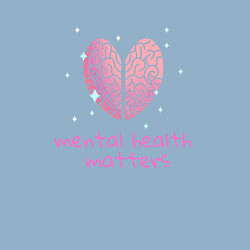 Свитшот хлопковый мужской Mental health matters - brain, цвет: мягкое небо — фото 2