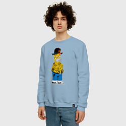 Свитшот хлопковый мужской Гомер Симпсон - жизнь головореза - татуха, цвет: мягкое небо — фото 2