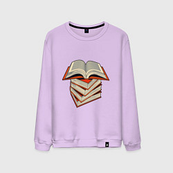 Свитшот хлопковый мужской Стопка научных книг, цвет: лаванда