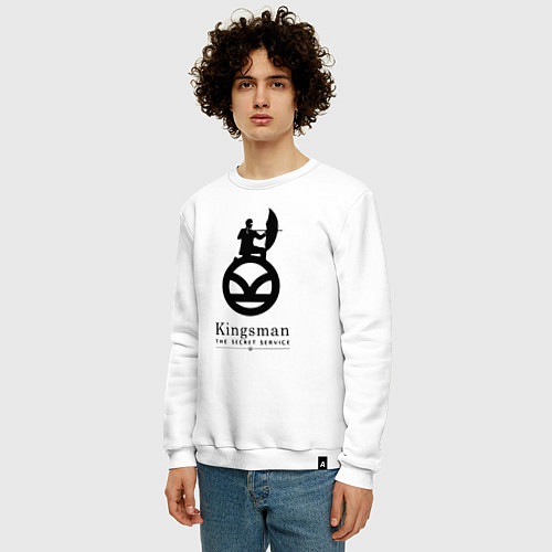 Мужской свитшот Kingsman Секретная служба - logo / Белый – фото 3