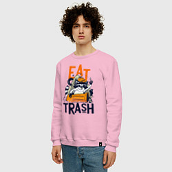Свитшот хлопковый мужской Ешь мусор - мусорная панда, цвет: светло-розовый — фото 2