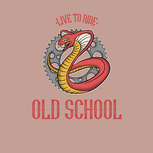 Мужской свитшот Live to ride - old school / Пыльно-розовый – фото 3
