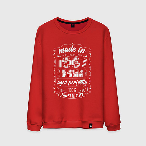 Мужской свитшот Made in 1967 retro old school / Красный – фото 1