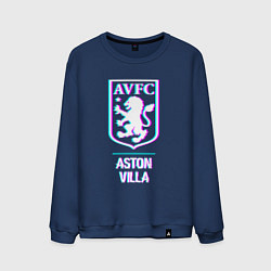 Свитшот хлопковый мужской Aston Villa FC в стиле glitch, цвет: тёмно-синий