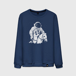 Свитшот хлопковый мужской Космонавт на коне, цвет: тёмно-синий