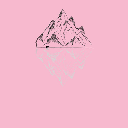 Мужской свитшот Одинокий медведь в горах / Светло-розовый – фото 3