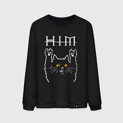 Свитшот хлопковый мужской HIM rock cat, цвет: черный