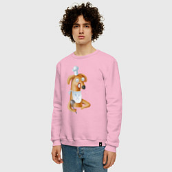 Свитшот хлопковый мужской Собака - повар, цвет: светло-розовый — фото 2