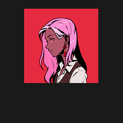 Свитшот хлопковый мужской Девушка с розовыми волосами и рубиновыми глазами, цвет: черный — фото 2