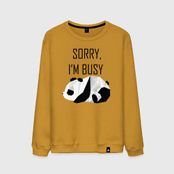 Свитшот хлопковый мужской Извини я занят - панда, цвет: горчичный