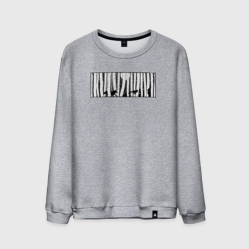 Мужской свитшот Лиса с берёзках / Меланж – фото 1