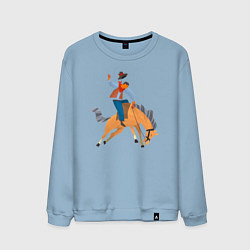 Свитшот хлопковый мужской Наездник на лошадкe, цвет: мягкое небо