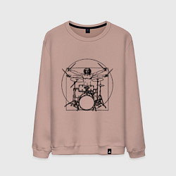 Свитшот хлопковый мужской Vitruvian drummer, цвет: пыльно-розовый