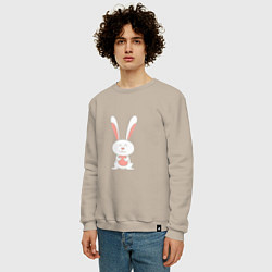 Свитшот хлопковый мужской Smiling Rabbit, цвет: миндальный — фото 2