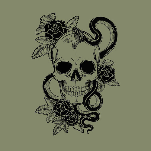 Мужской свитшот Калавера - мексиканский символ Дня мертвых / Авокадо – фото 3