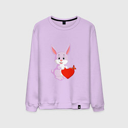 Свитшот хлопковый мужской Кролик с сердцем, цвет: лаванда