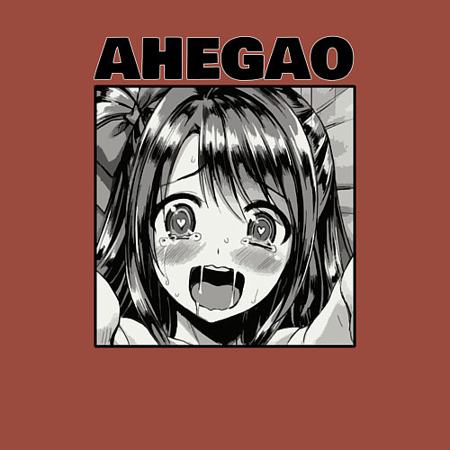 Мужской свитшот Девушка: ахегао / Кирпичный – фото 3