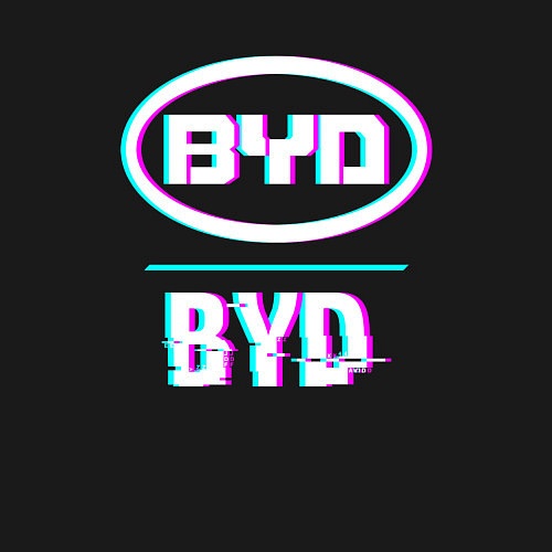 Мужской свитшот Значок BYD в стиле glitch / Черный – фото 3