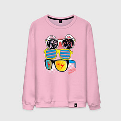 Свитшот хлопковый мужской Поп арт очки, цвет: светло-розовый
