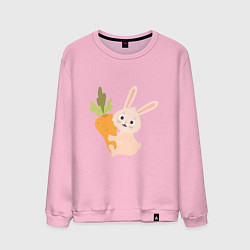Свитшот хлопковый мужской Кролик с морковкой, цвет: светло-розовый