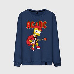 Свитшот хлопковый мужской AC DC Барт Симпсон, цвет: тёмно-синий