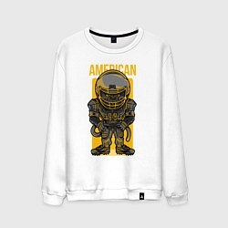 Свитшот хлопковый мужской Обезьяна регбист, цвет: белый