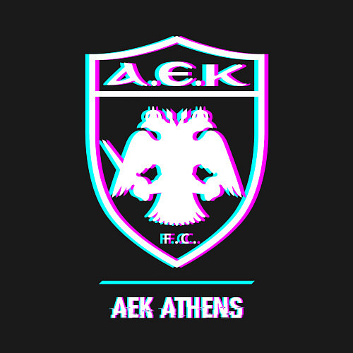 Мужской свитшот AEK Athens FC в стиле glitch / Черный – фото 3