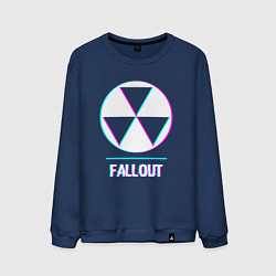Свитшот хлопковый мужской Fallout в стиле glitch и баги графики, цвет: тёмно-синий